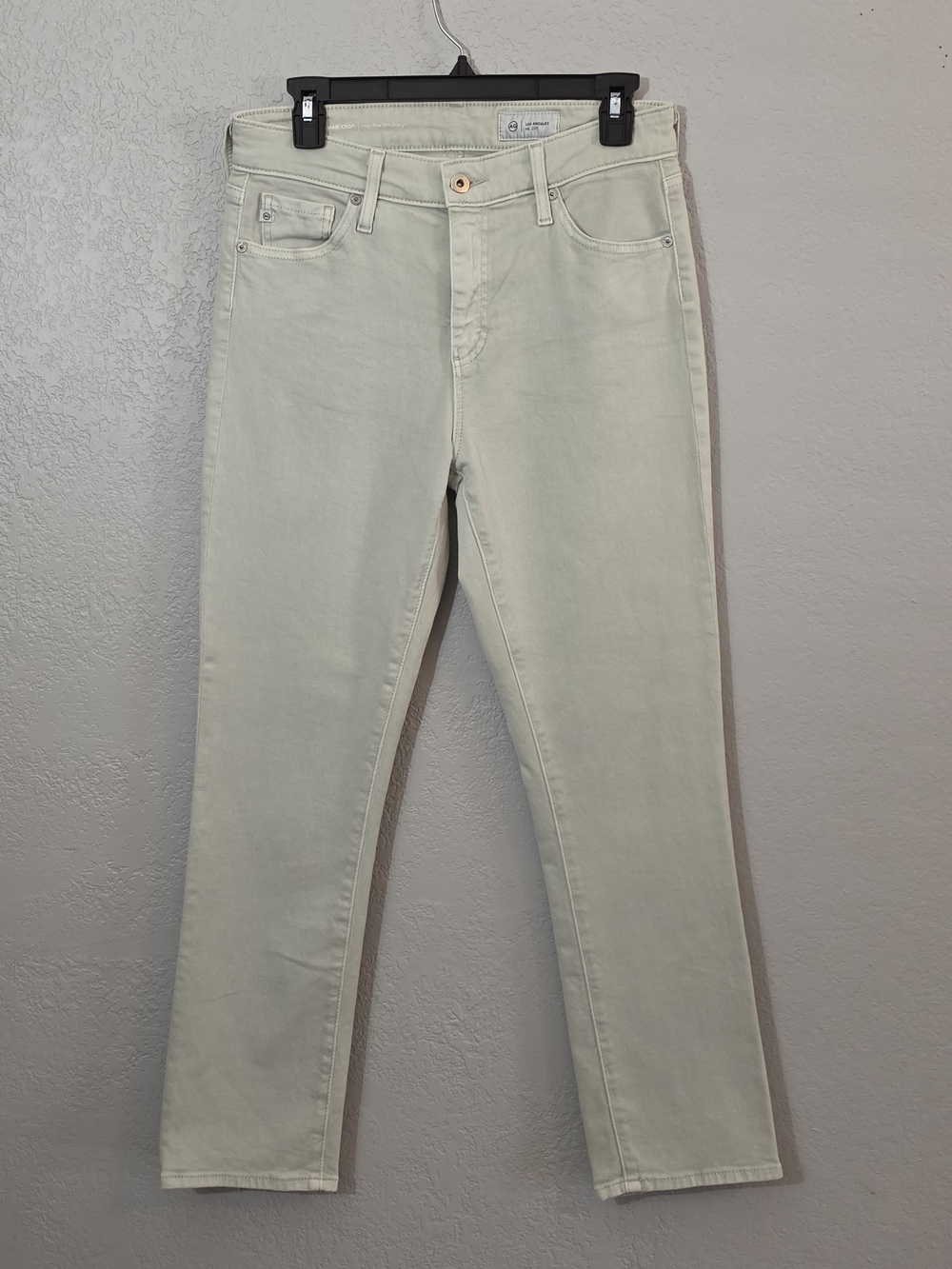 Ag Adriano Goldschmied Mari Crop High Rise Slim Straight Pistachio Womens 28